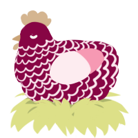 A maroon and rose chicken with a lace pattern