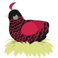 hollyhock, a sable and crimson chicken with a lace pattern