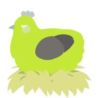 A lime and grey chicken