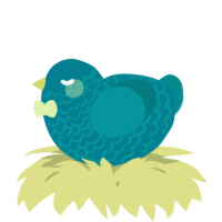 A sea and teal chicken with a lace pattern