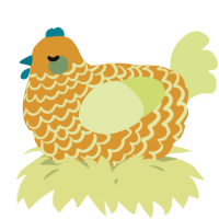 A orange and lemon chicken with a lace pattern