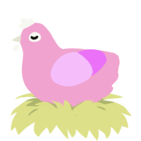 I THINK, a pink and lavender chicken