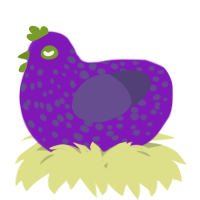 A violet and overcast chicken with a speckle pattern