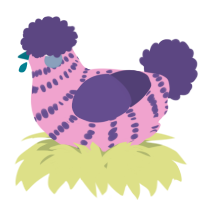 A pink and overcast chicken with a bar pattern