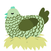 A gluppy and olive chicken with a lace pattern