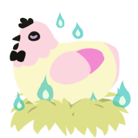 A cream and lavender chicken with a head pattern