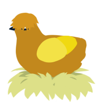 A ochre and yellow chicken