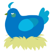Twitter 3, a sapphire and cerulean chicken
