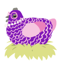 A violet and pink chicken with a lace pattern