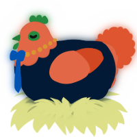 A tumblr and vermilion chicken with a head pattern