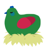 A viridian and crimson chicken