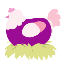 A plum and rose chicken with a head pattern