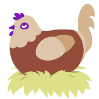 coffee bun, a russet and beige chicken with a head pattern