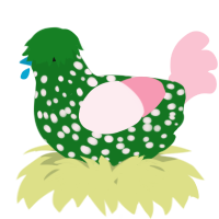 A leaf and rose chicken with a speckle pattern