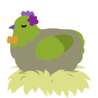 A ash and chartreuse chicken with a head pattern