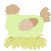 A apple and beige chicken