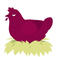 A maroon chicken with a lace pattern