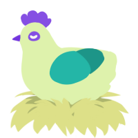 A apple and turquoise chicken