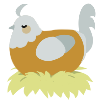 Melwynn, a gold and silver chicken with a head pattern