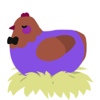 A blurple and russet chicken with a head pattern