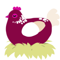 A maroon and cream chicken with a neck-speckle pattern