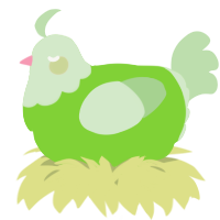 A grass and gluppy chicken with a head pattern