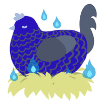 A lime and ash chicken with a lace pattern
