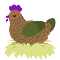 mossy turd, a brown and olive chicken with a lace pattern