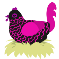 Glowstick Chomper, a sable and fuchsia chicken with a lace pattern