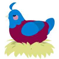 A maroon and sapphire chicken with a head pattern