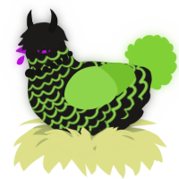 A sable and grass chicken with a lace pattern