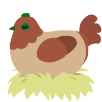 A beige and russet chicken with a head pattern