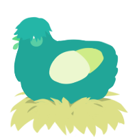 A turquoise and apple chicken