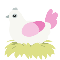 A white and pink chicken