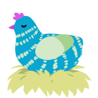 A cerulean and gluppy chicken with a bar pattern