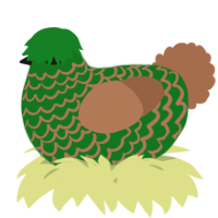 A leaf and brown chicken with a lace pattern