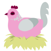 Berry Berry Frosty, a pink and silver chicken with a neck-speckle pattern