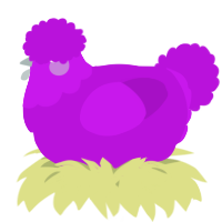 A amethyst chicken with a head pattern