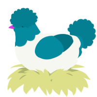 A white and sea chicken with a head pattern