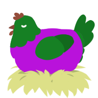 A amethyst and leaf chicken with a head pattern