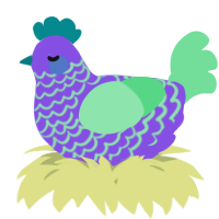 A blurple and spring chicken with a lace pattern