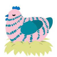 A rose and sea chicken with a bar pattern