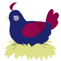 A navy and maroon chicken
