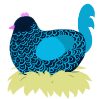 A tumblr and cerulean chicken with a double-lace pattern