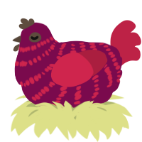 A wine and crimson chicken with a bar pattern