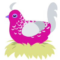Vieled, a fuchsia and mist chicken with a half-lace pattern