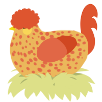 A honey and vermilion chicken with a speckle pattern