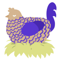 A beige and indigo chicken with a lace pattern