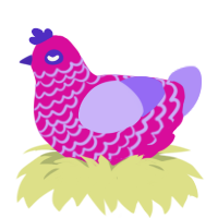 Hot in Hauntings, a fuchsia and lilac chicken with a lace pattern
