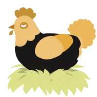 A sable and honey chicken with a head pattern